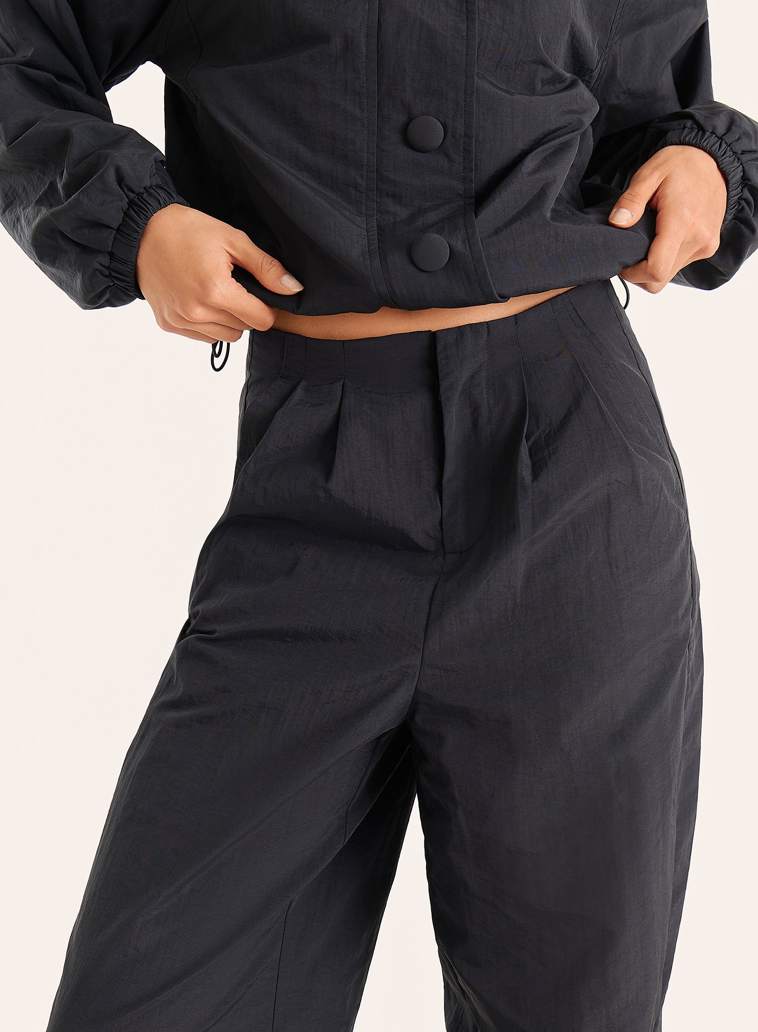 Black Balloon Leg Parachute Joggers